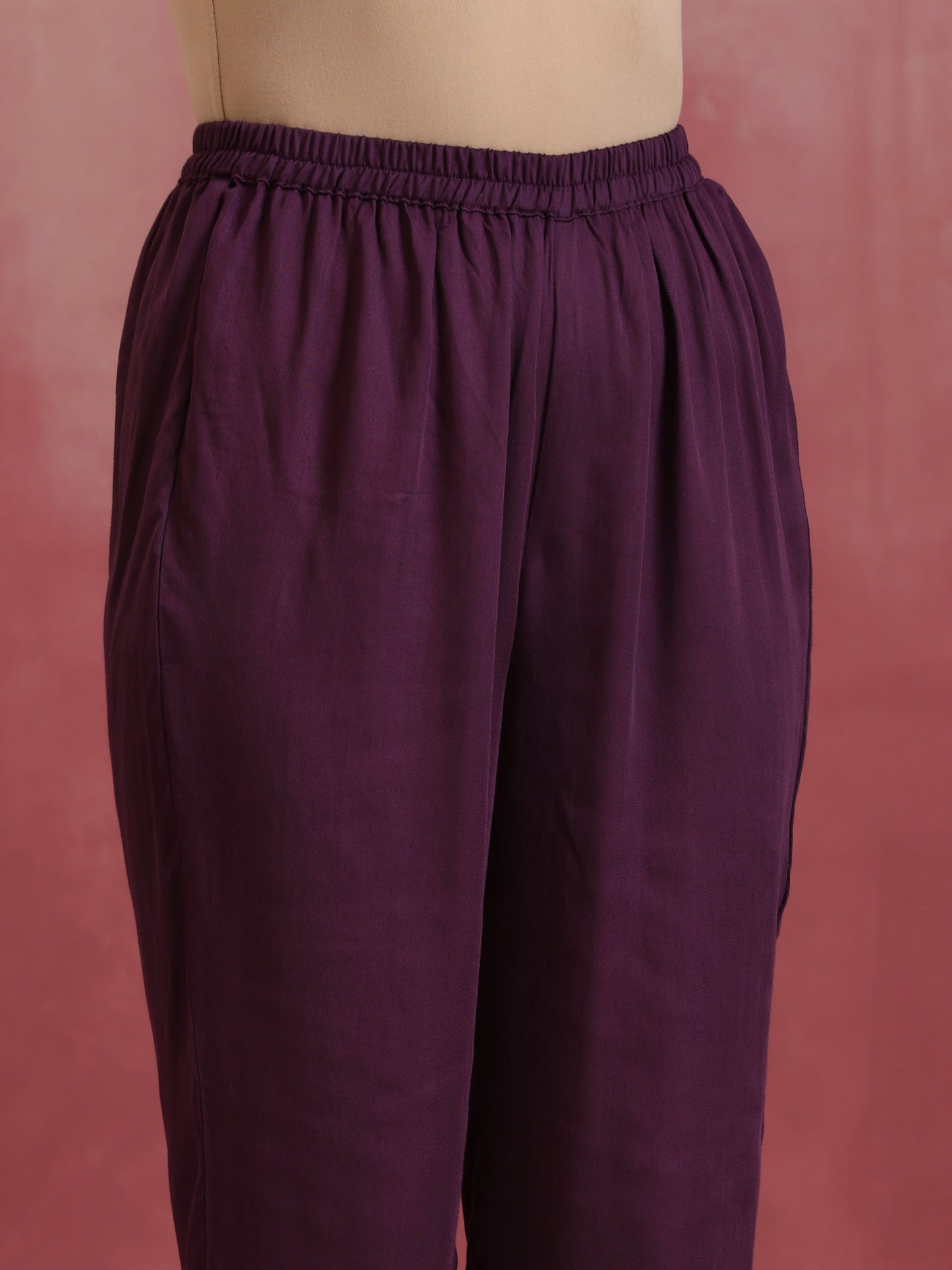 trueBrowns Maroon Modal Angrakha Kurta Set | Swadesiicart