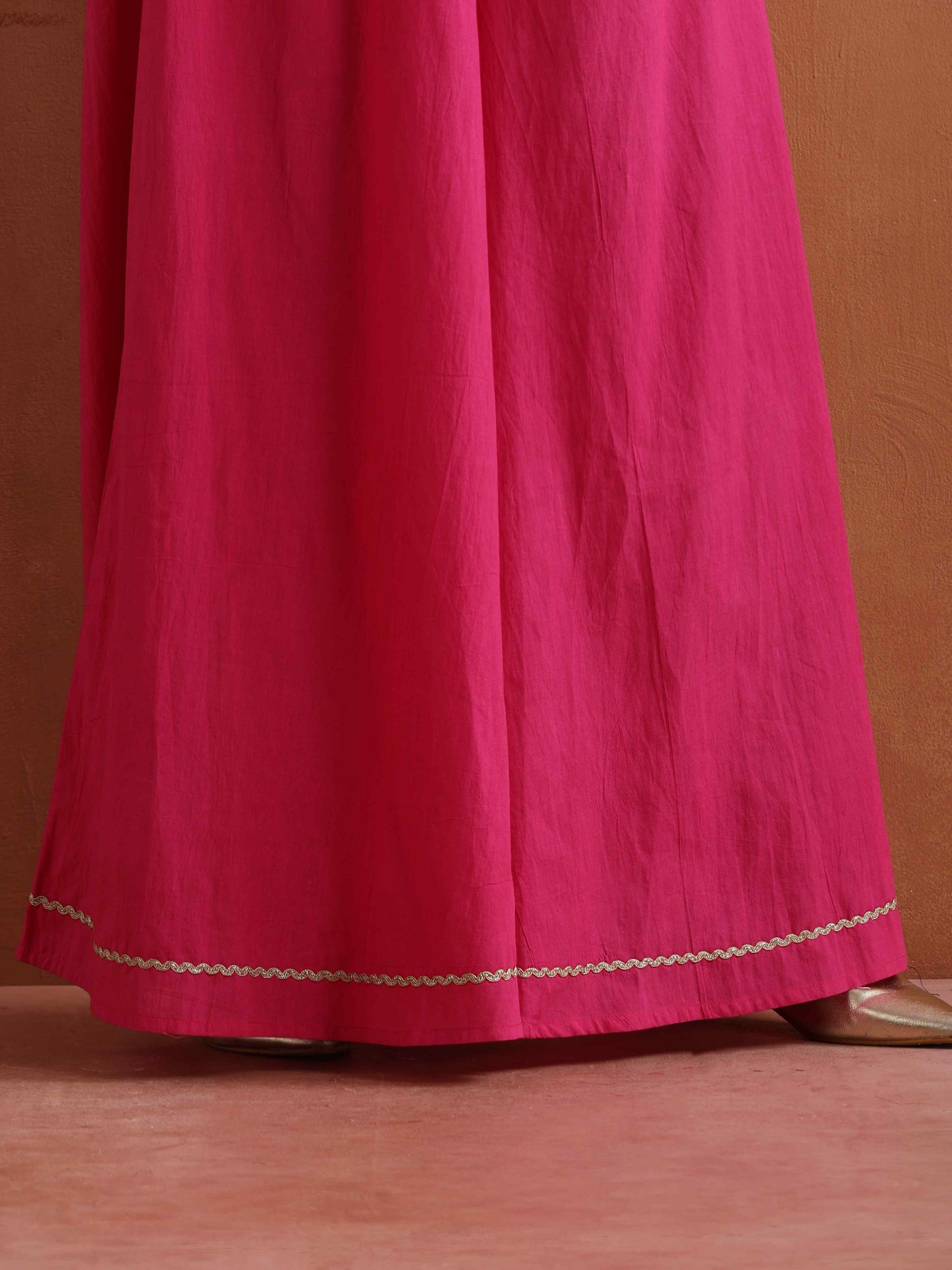 trueBrowns Pink Metallic Sharara Set | Swadesiicart