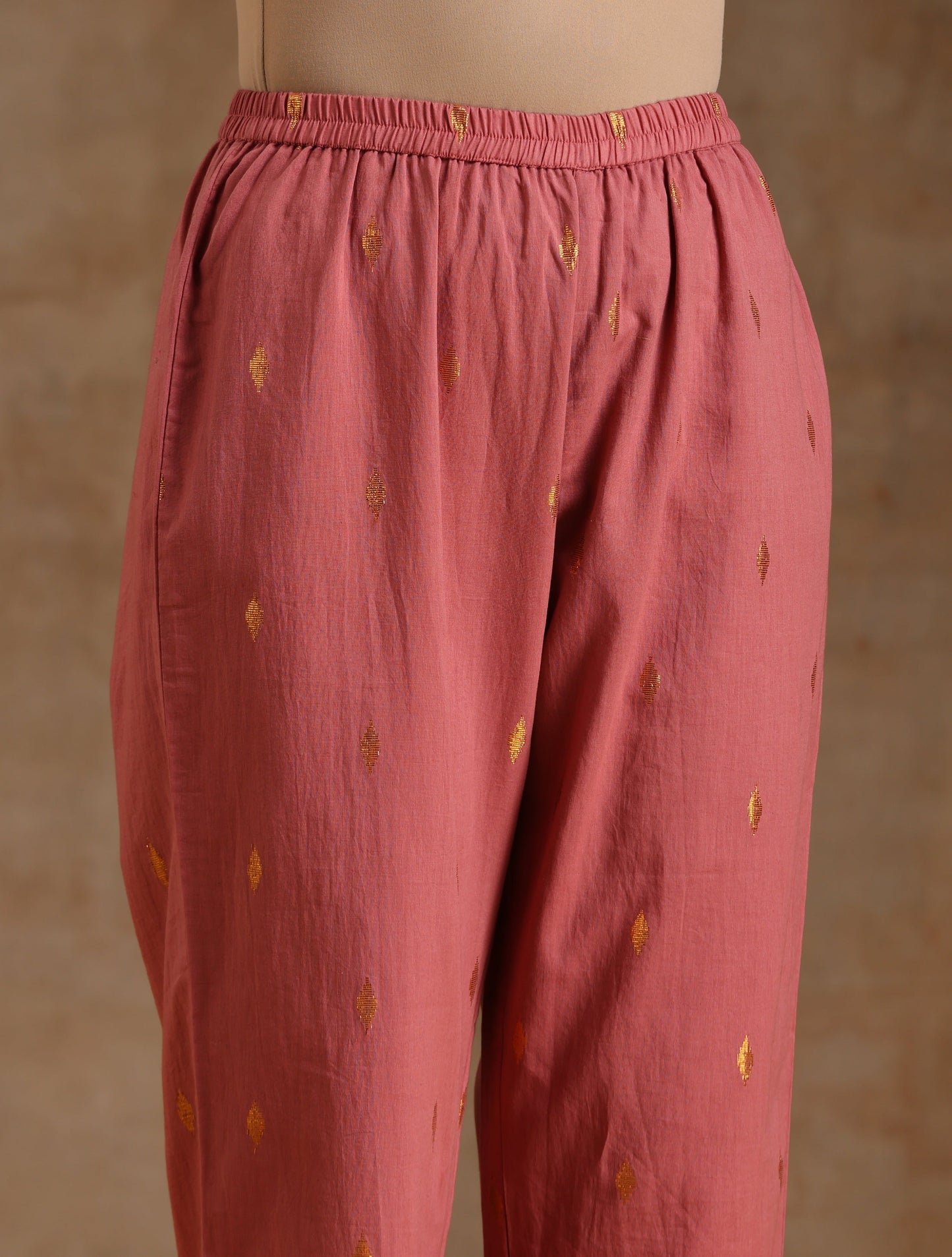 trueBrowns Blush Gold Cotton High-Low Co-Ord Set - Swadesiicart