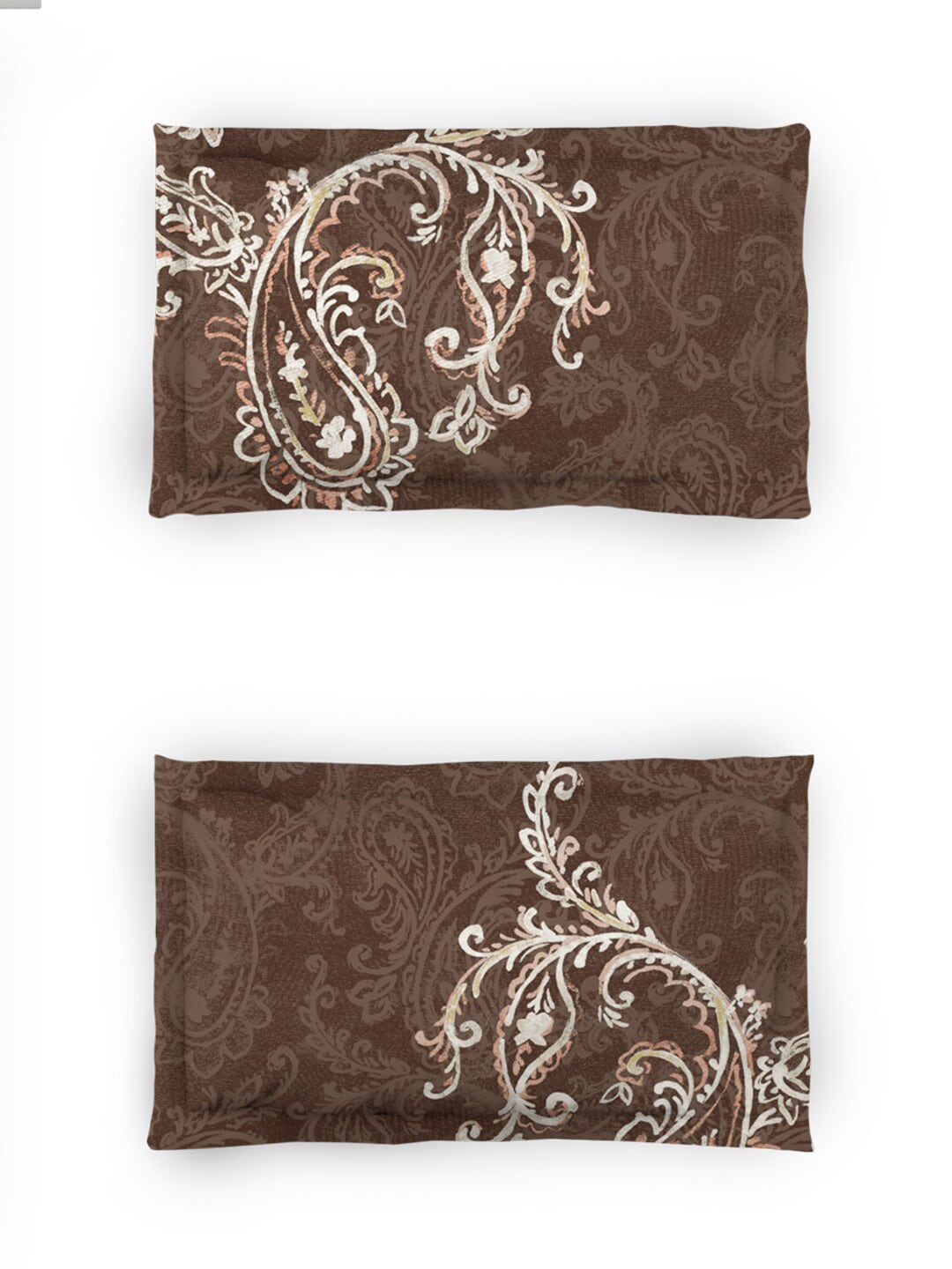 DDecor Brown & White Ethnic Motifs Cotton 140 TC King Bedsheet With 2 Pillow Covers - Swadesiicart