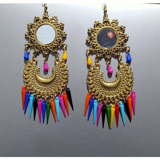 MS Fashion India Beautiful Latest Gold Color Chandbali Afghani Earrings With Multicolor Pearls | Swadesiicart