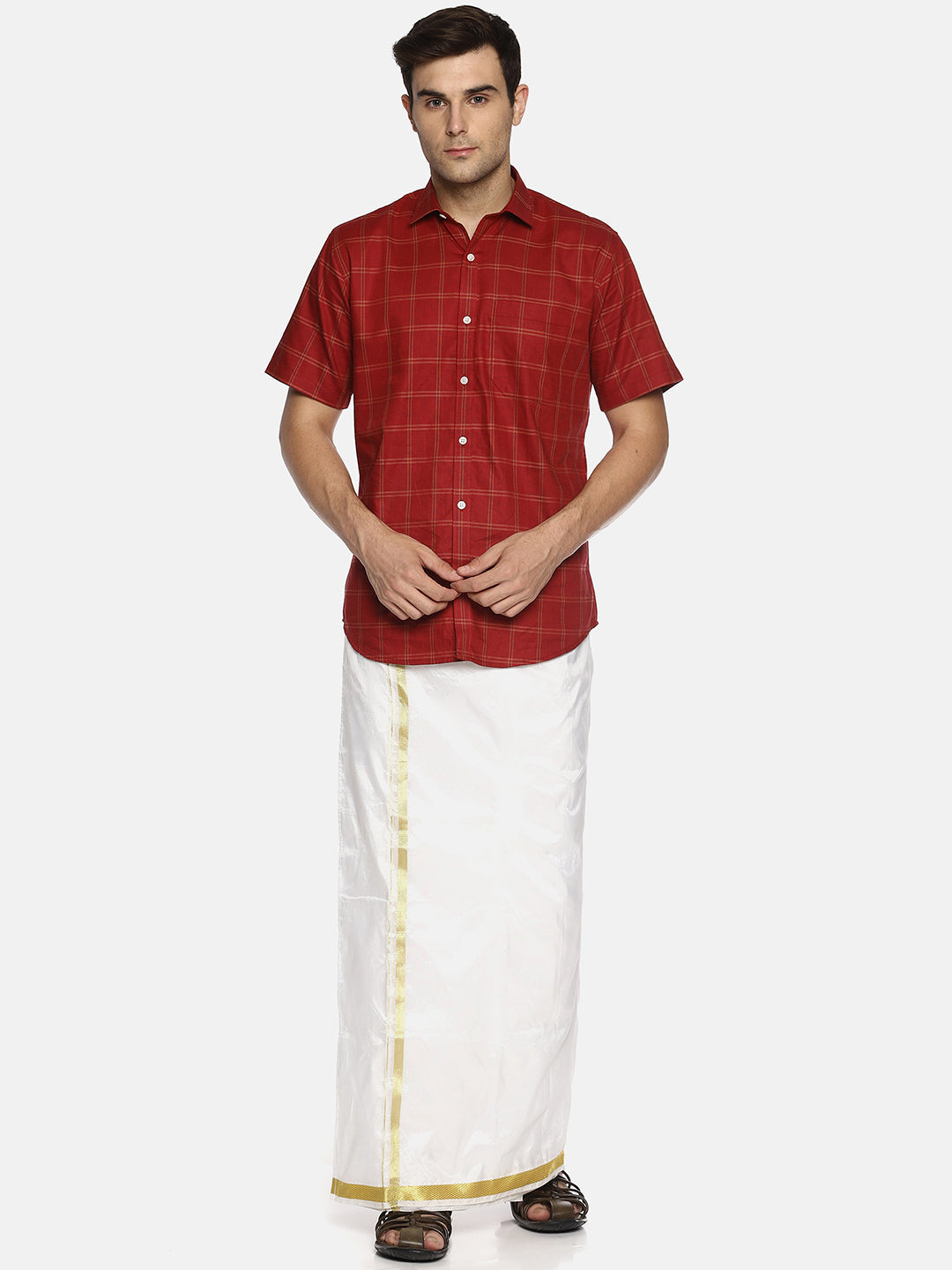 Sethukrishna White Solid Readymade Dhoti For Men | Swadesiicart