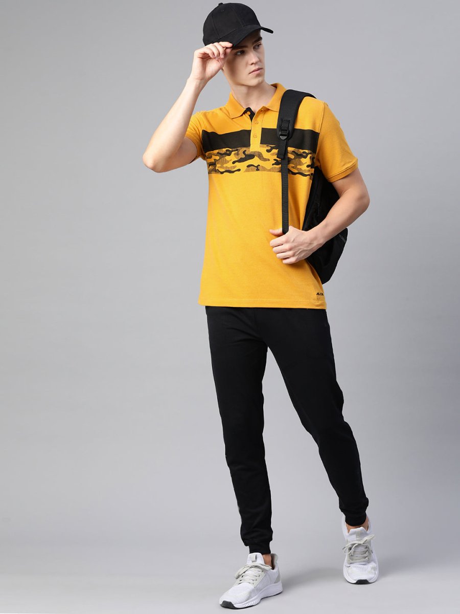 Alcis Men Abstract Printed Polo Collar T-shirt | Swadesiicart