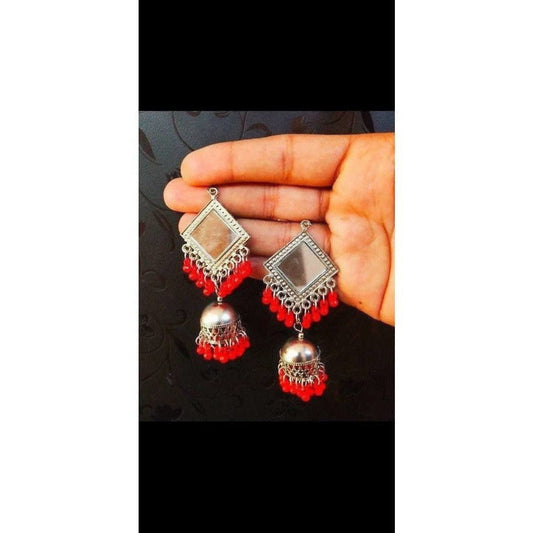 MS Fashion India Muskan Fancy Mirror Work Smart Orange Ear Ring | Swadesiicart