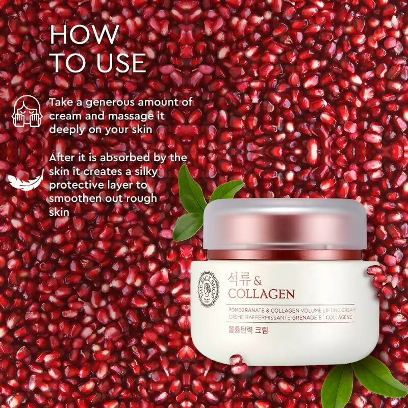 The Face Shop Pomegranate & Collagen Volume Lifting Cream - Korean Skincare | Swadesiicart