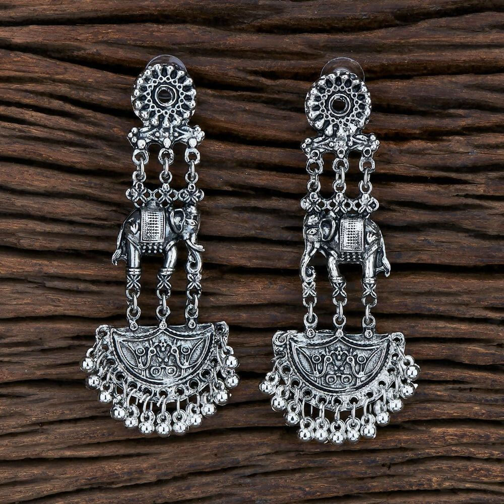 Joban Fashion Women Silver Black Oxidised Earrings