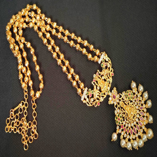 Gold-Polished Temple Long Necklace | Swadesiicart