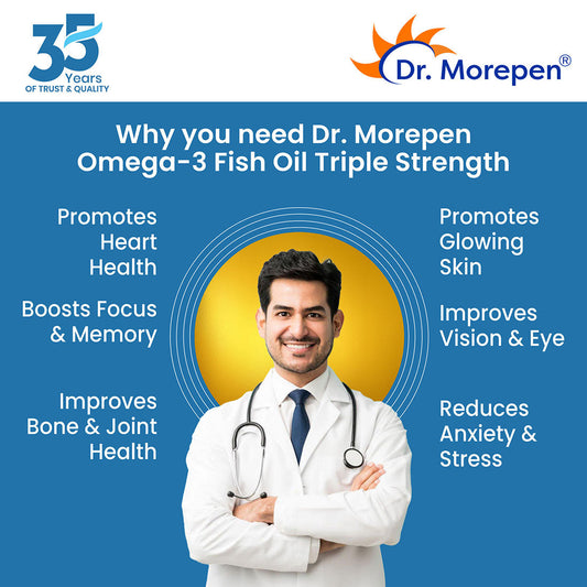 Dr. Morepen Omega-3 Deep Sea Fish Oil Triple Strength Softgels - Swadesiicart