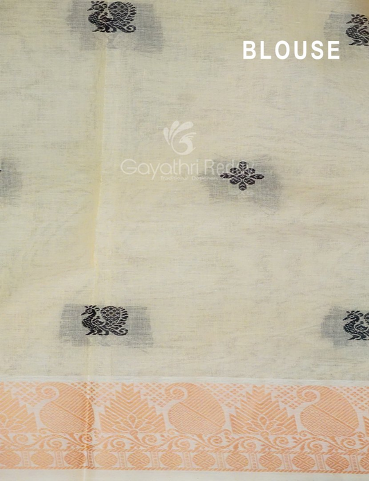 Kalanetha Shades of Peach Pure Kanchi Cotton Saree With Kanchi Traditional Borders By Gayathri Reddy Designer Studio | Swadesiicart