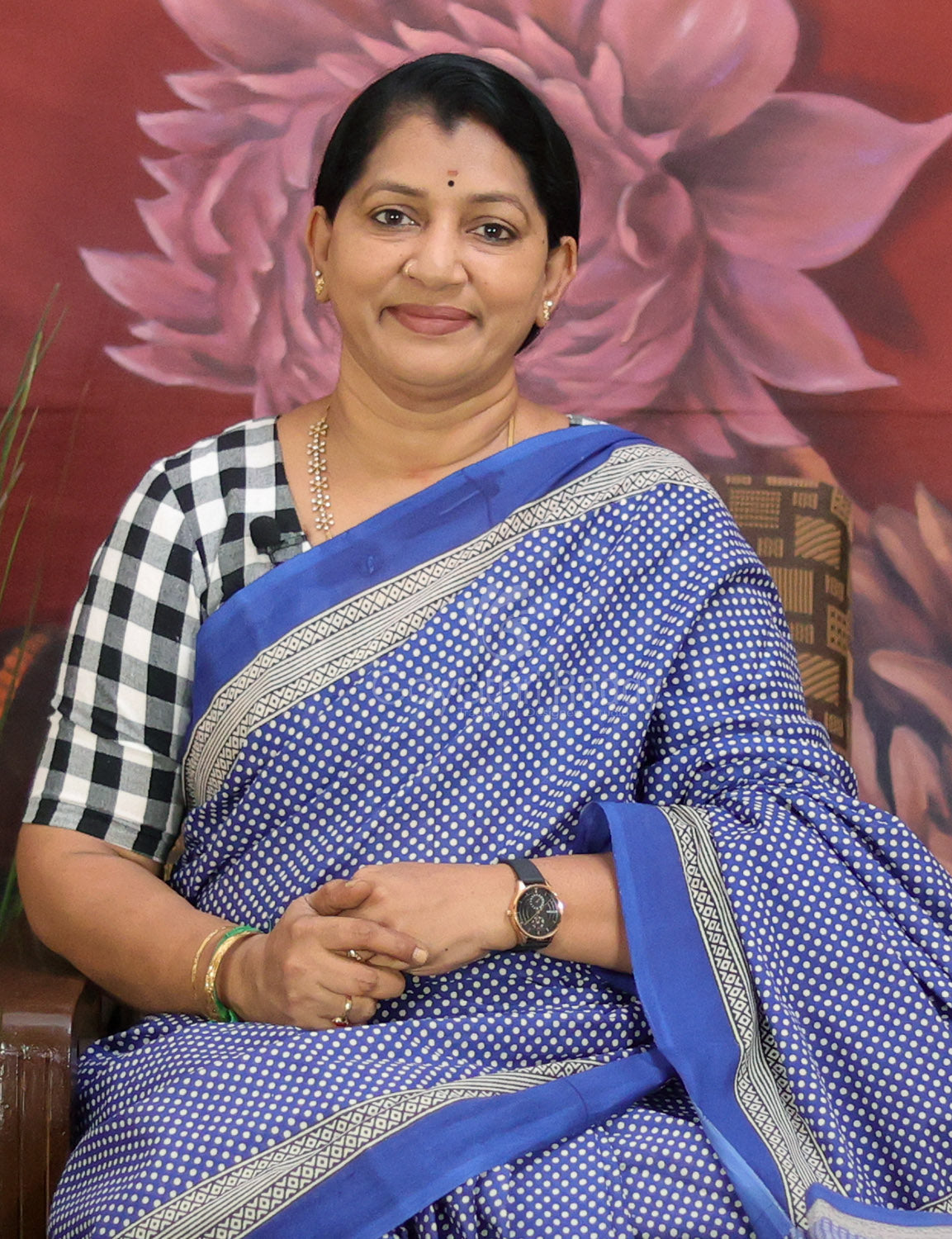 Blue Colored Block Print Cotton Saree By Gayathri Reddy Designer Studio | Swadesiicart