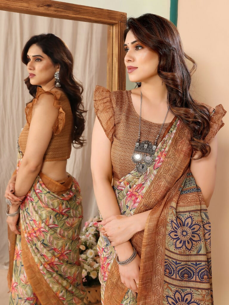 Partywear Designer Coffee Kota Doriya Fancy Saree - Dyuti | Swadesiicart