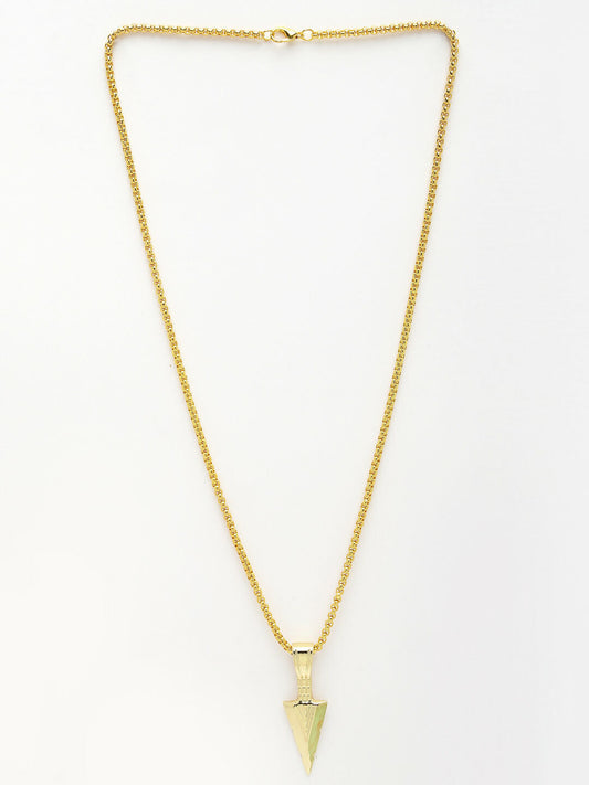 NVR Men's Gold-Polished Arrow-Shaped Pendant With Chain - Swadesiicart