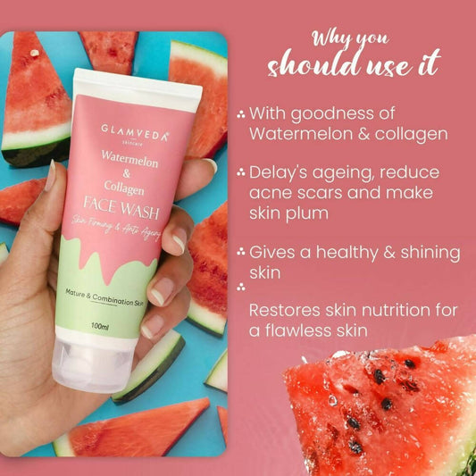 Glamveda Watermelon & Collagen Firming Face Wash - Swadesiicart