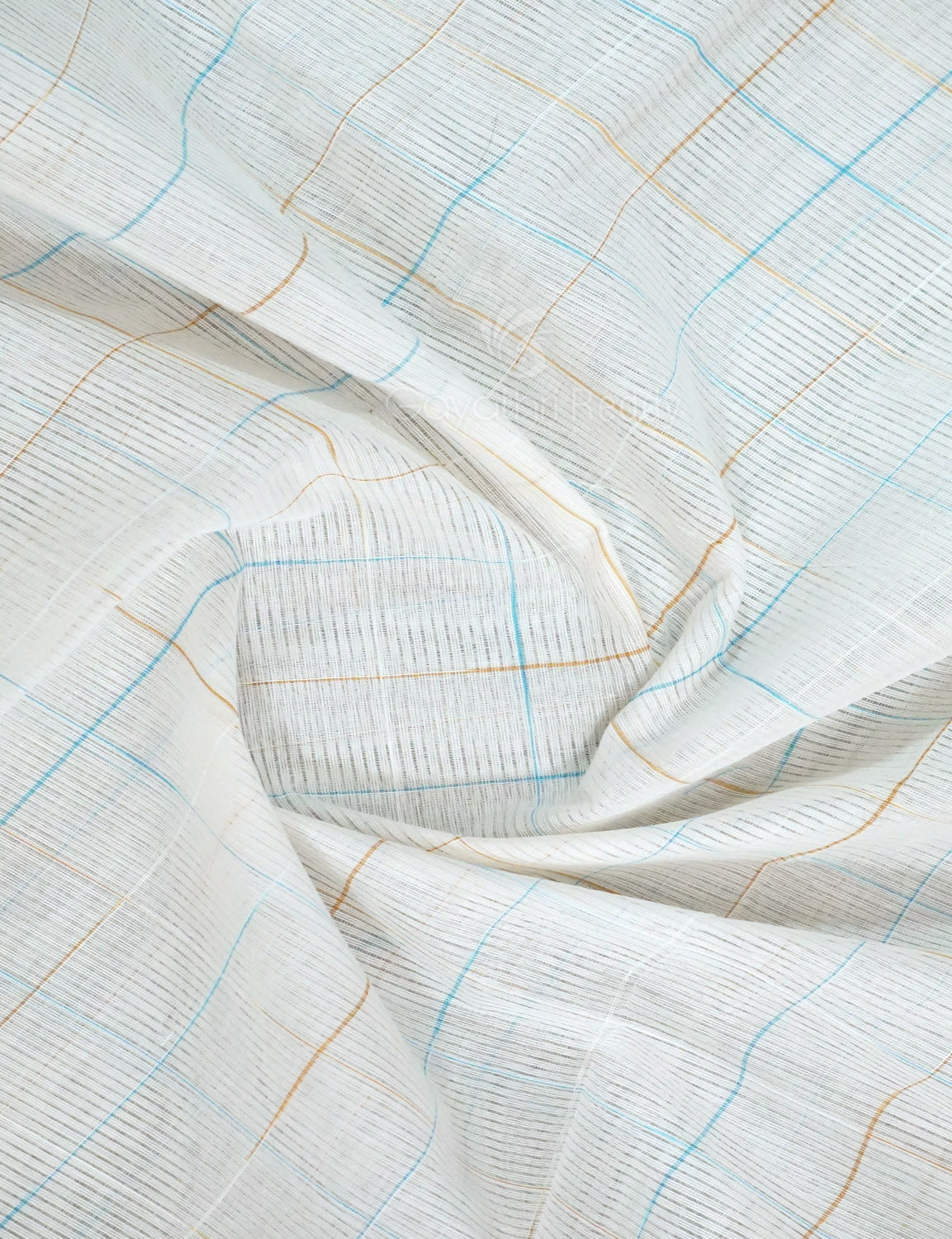 Dual Shade of Milk White And Sky Blue Pure Mangalgiri Cotton By Gayathri Reddy Designer Studio | Swadesiicart