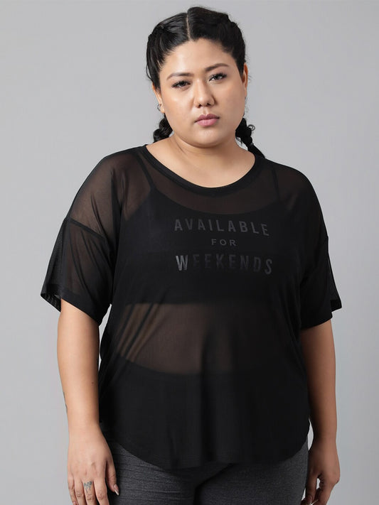 MKH Plus Size Typography Printed Dri-FIT Sports T-shirt - Swadesiicart