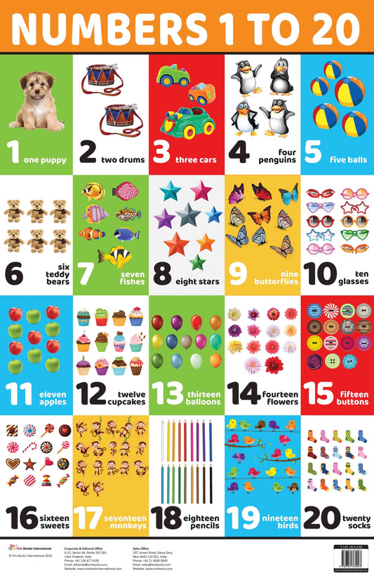 Numbers 1 to 20 : Charts - Om Books - Swadesiicart