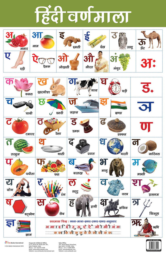 Hindi Varnmala : Charts - Om Books - Swadesiicart