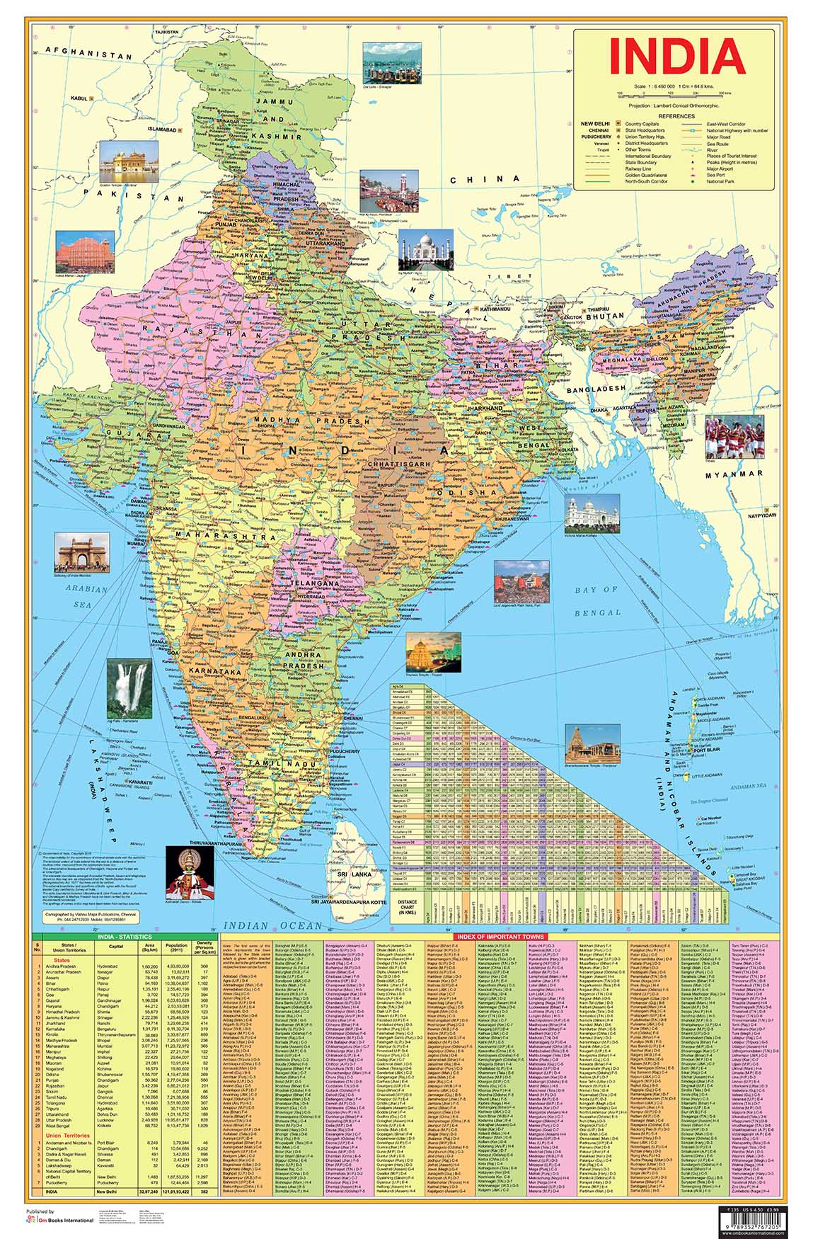 India Map : Charts - Om Books - Swadesiicart