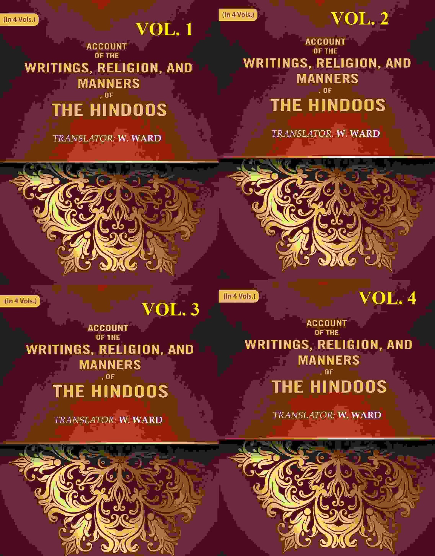 Account of the Writings, Religion, and Manners, of the Hindoos 4 Vols. Set - Gyan Books - Swadesiicart