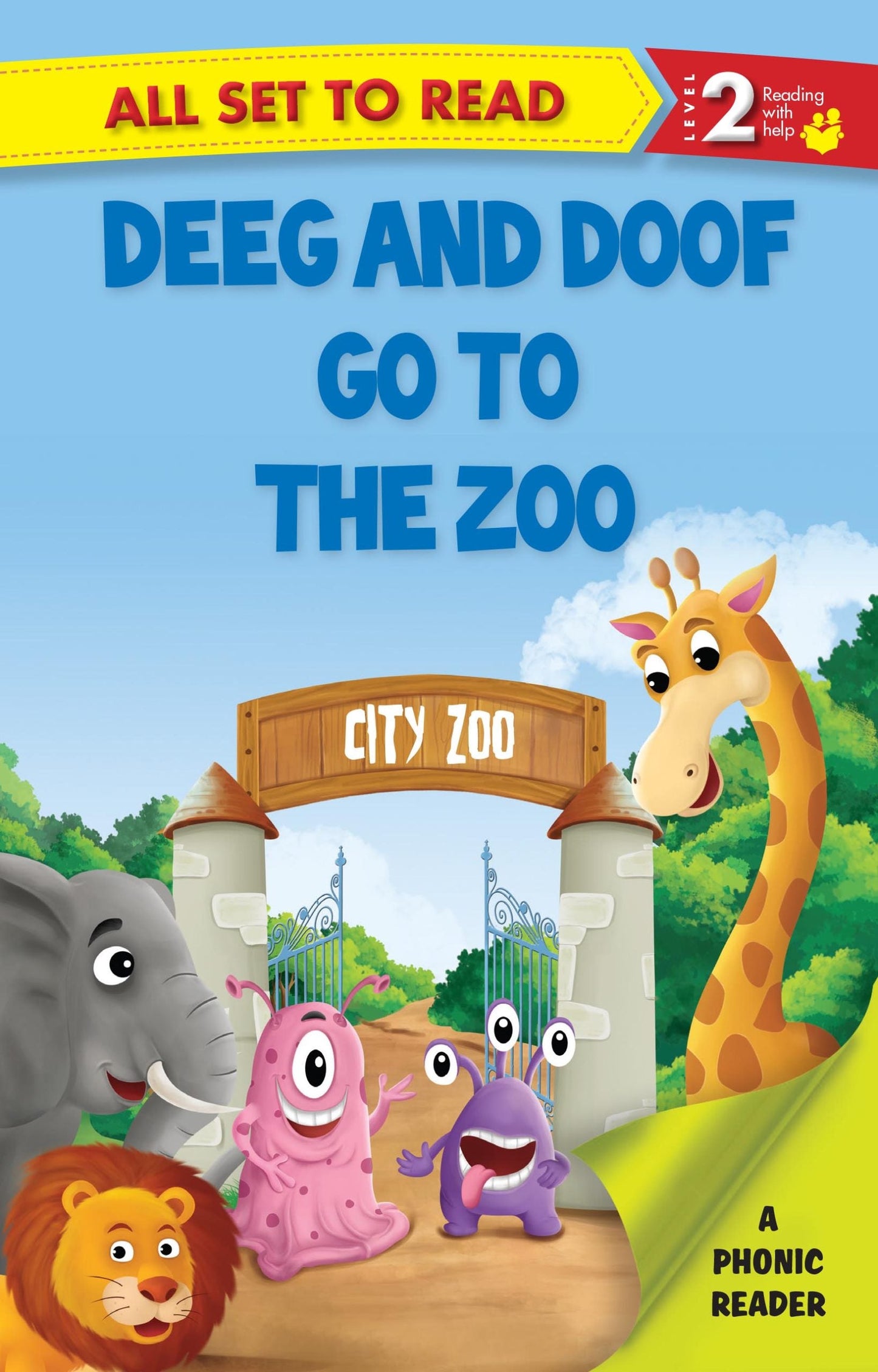 All set to Read A Phonics Reader Deeg and Doop go to the Zoo - Om Books
