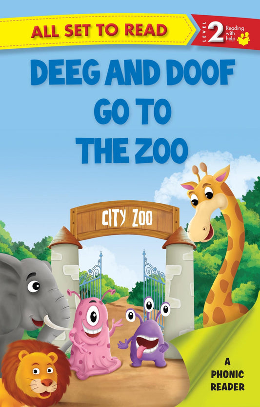 All set to Read A Phonics Reader Deeg and Doop go to the Zoo - Om Books - Swadesiicart