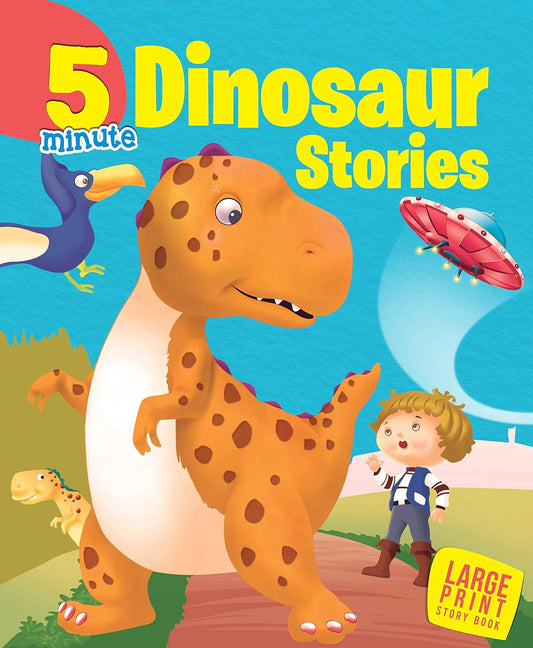 5 Minute Dinosaur Stories : Large Print - Om Books - Swadesiicart