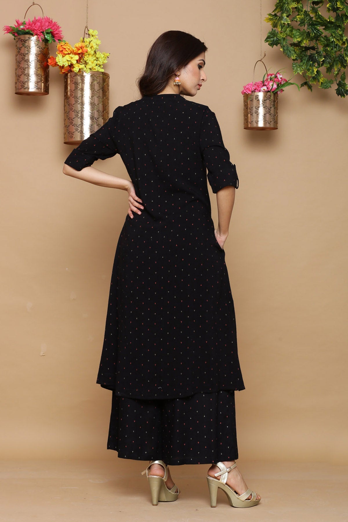 Juniper Womens Black Rayon Slub Printed Kurta | Swadesiicart