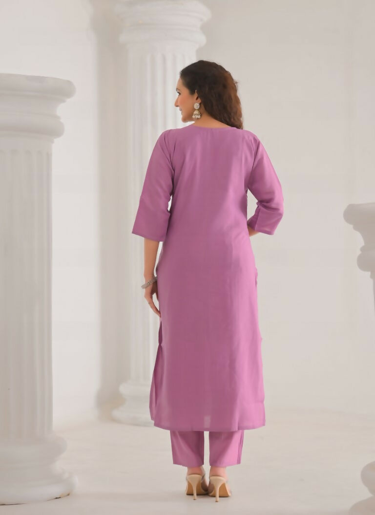 Ethnic Festive Wear Viscose Chanderi Pink Stitched Suit With Dupatta - Tanisha | Swadesiicart