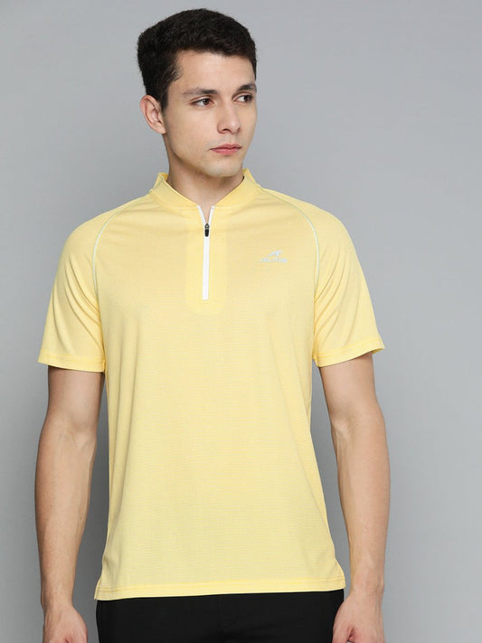 Alcis Men Mandarin Collar Dry Tech Slim Fit T-shirt | Swadesiicart