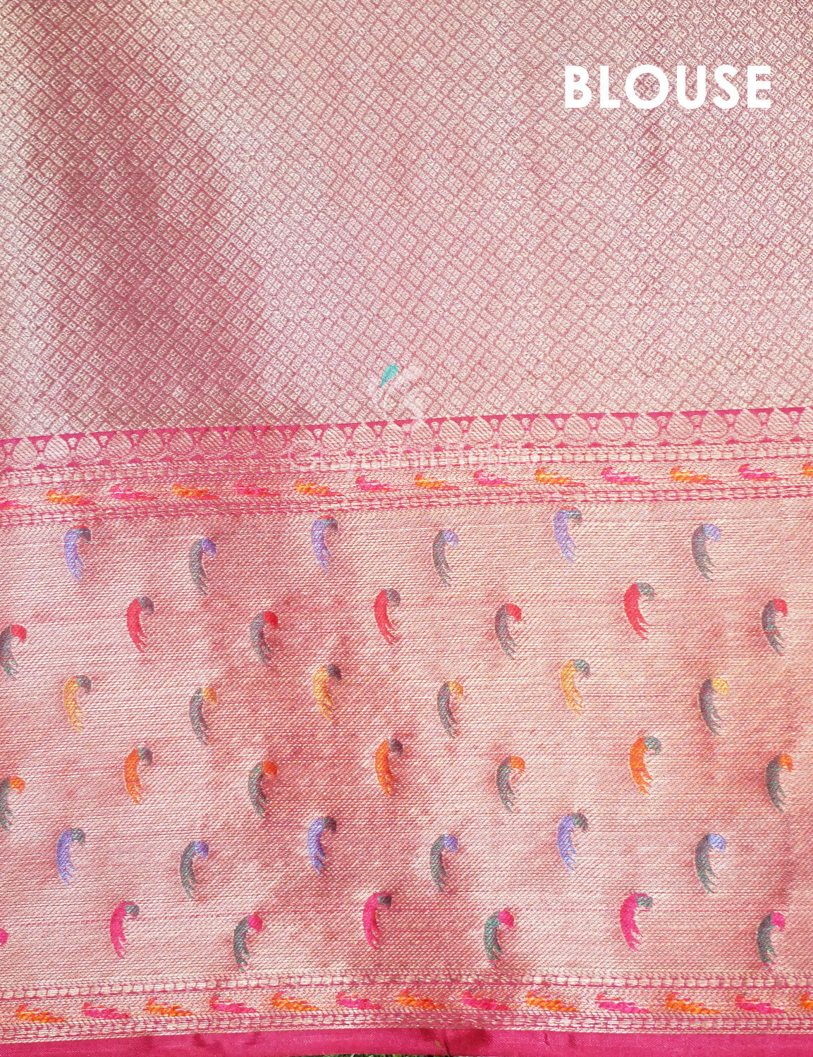 Green and Pink Banaras Border Floral Design Banarasi Semi Silk Saree By Gayathri Reddy Designer Studio | Swadesiicart