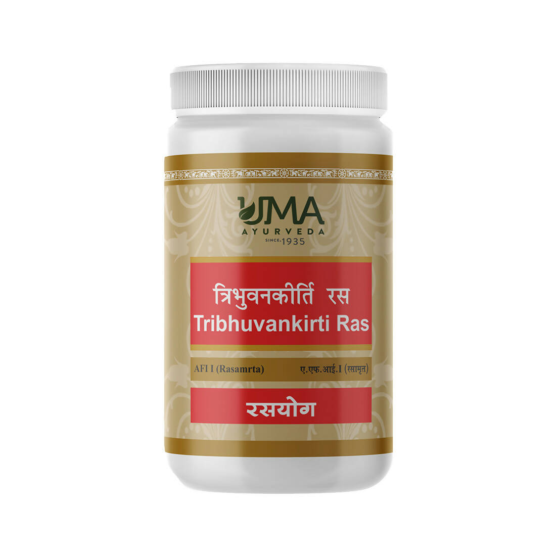 Uma Ayurveda Tribhuvan kirti Ras Tablets - Swadesiicart