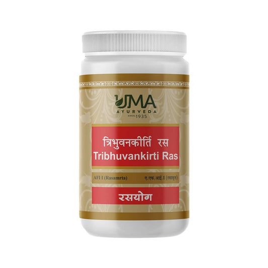 Uma Ayurveda Tribhuvan kirti Ras Tablets - Swadesiicart