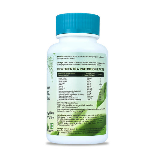 Sprowt Chelated Iron + Vitamin C, B12, Folic Acid & Zinc Tablets - Swadesiicart