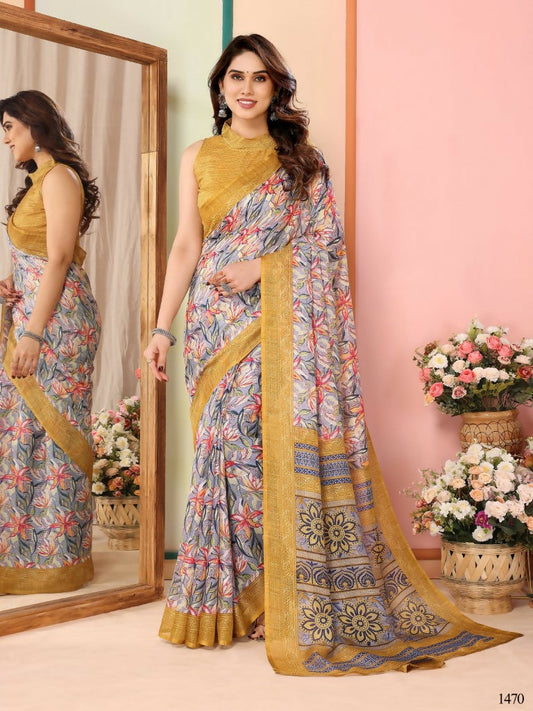 Partywear Designer Mustard Kota Doriya Fancy Saree - Dyuti | Swadesiicart