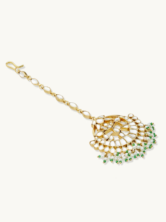 Nuyug 22K Gold-Plated Crystal & Pearl Studded Matha Patti | Swadesiicart