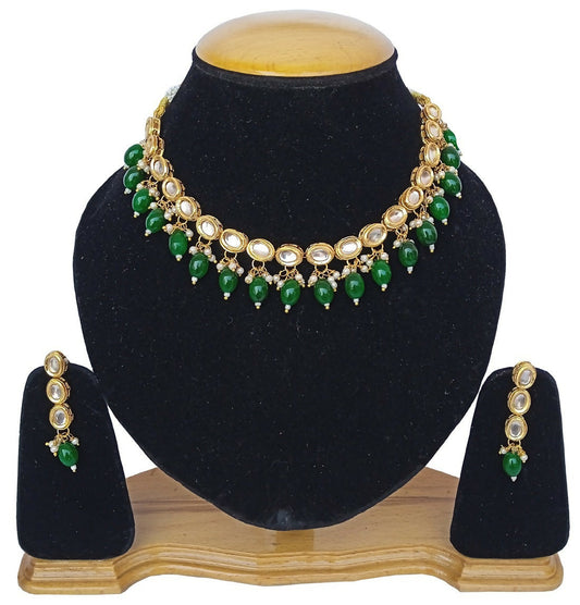 Joban Fashion Green kundan work Necklace Set