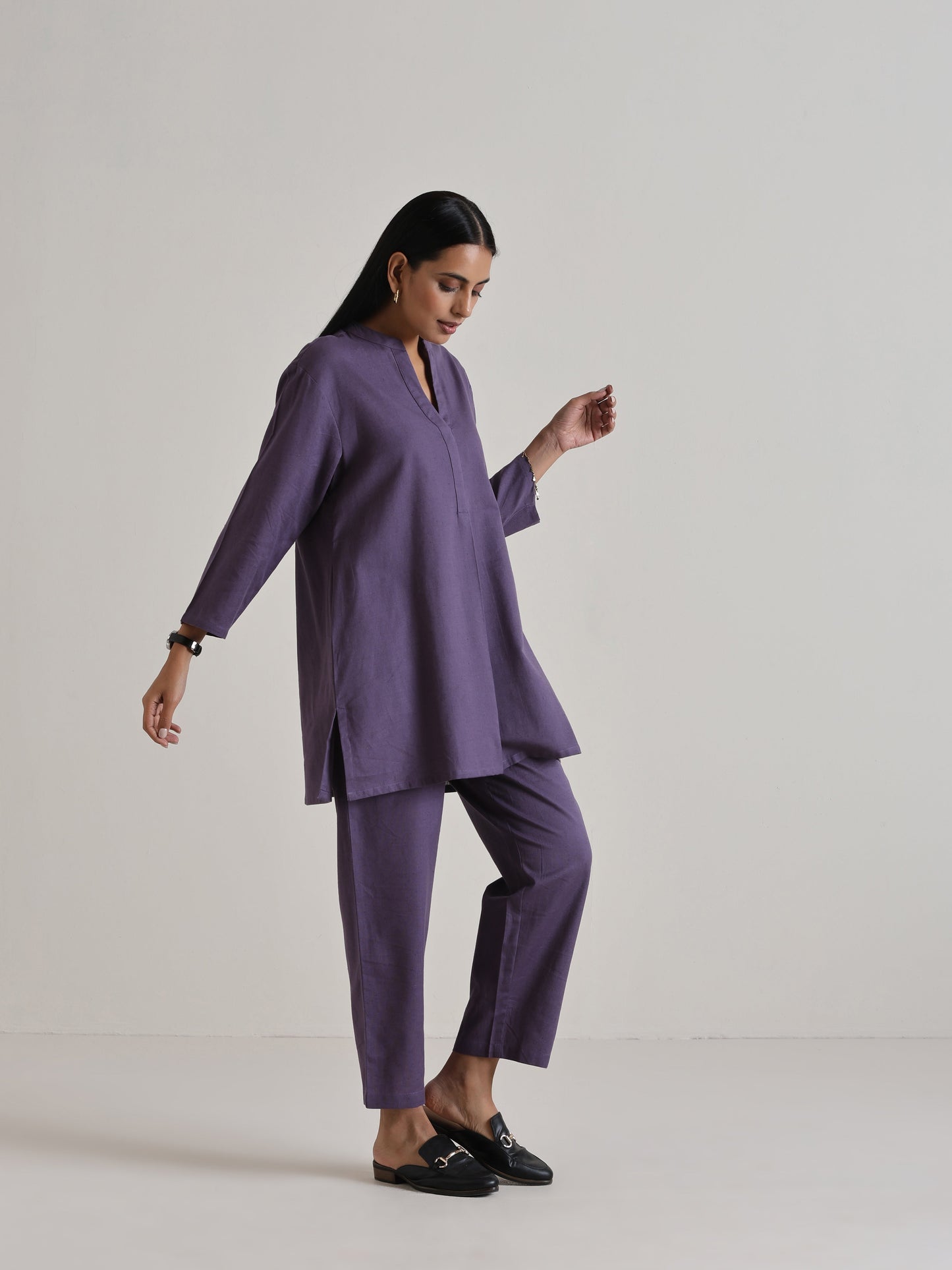 trueBrowns Plum Purple Relaxed Fit Co-Ord Set - Swadesiicart