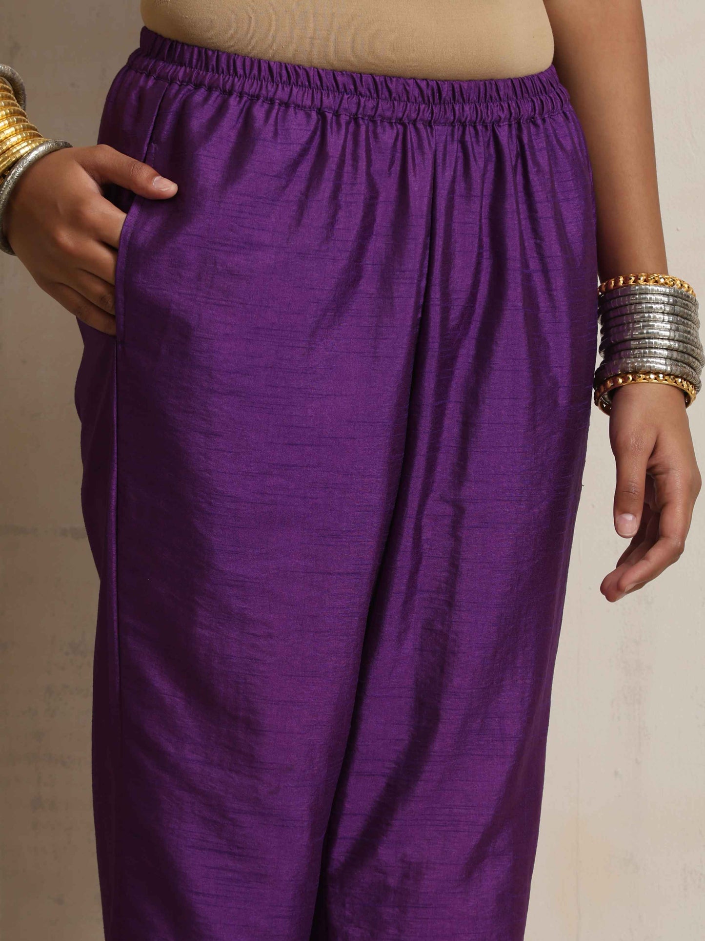 trueBrowns Purple Silk Anarkali Flared Kurta Set | Swadesiicart