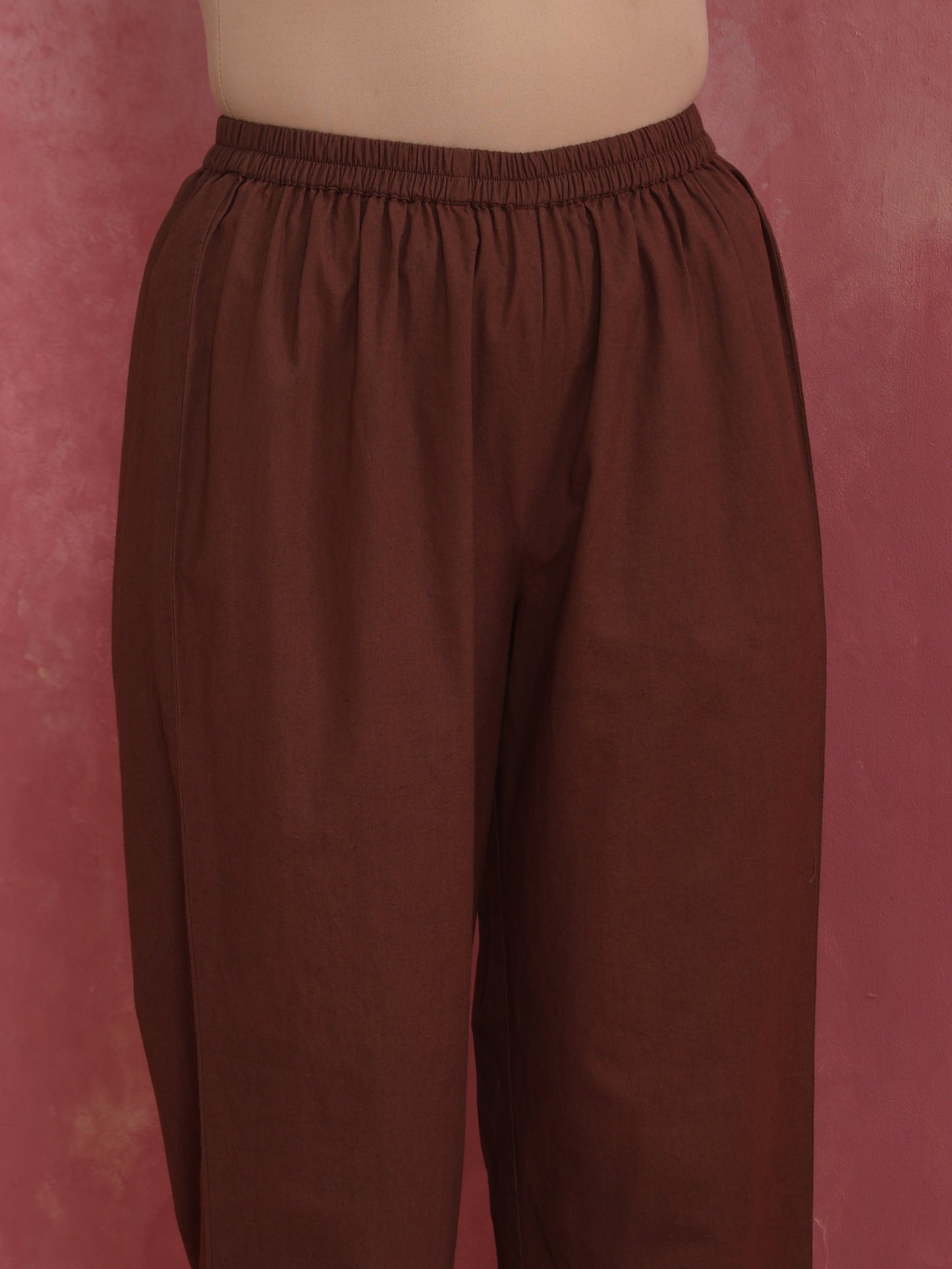 trueBrowns Brown Cotton Dobby Kurta Co-ord set - Swadesiicart