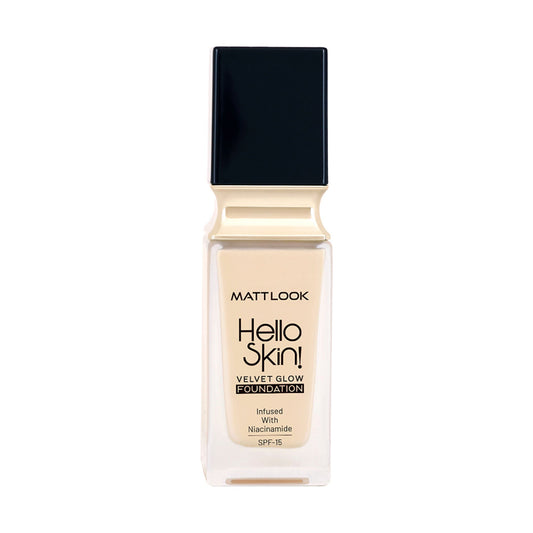 Matt Look Hello Skin Velvet Glow Foundation - 01 Porcelain - Swadesiicart