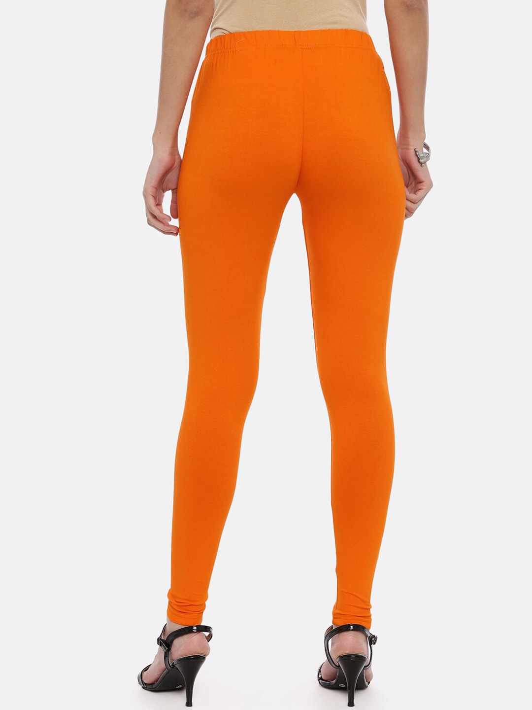 Souchii Orange Solid Slim-Fit Ankle-Length Leggings - Swadesiicart