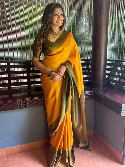 Kalini Ethnic Motif Woven Design Zari Banarasi Saree | Swadesiicart