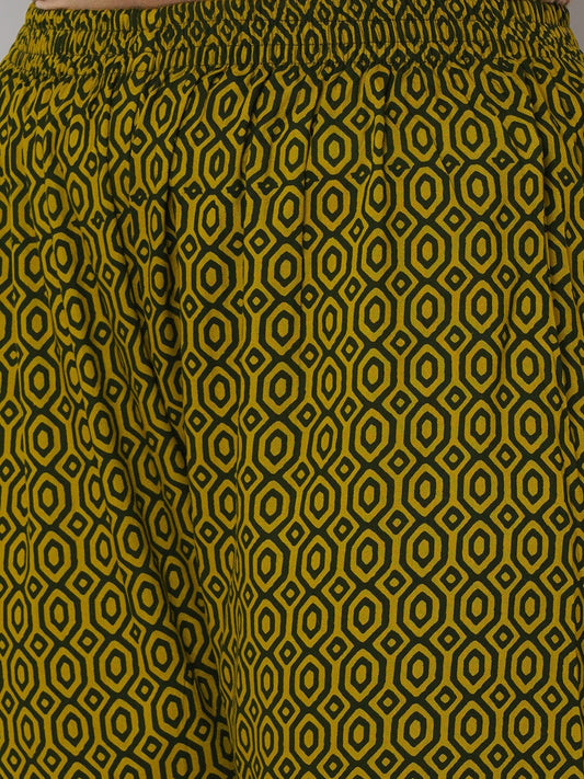 Kalini Women Green Floral Printed Gotta Patti Kurta with Sharara | Swadesiicart