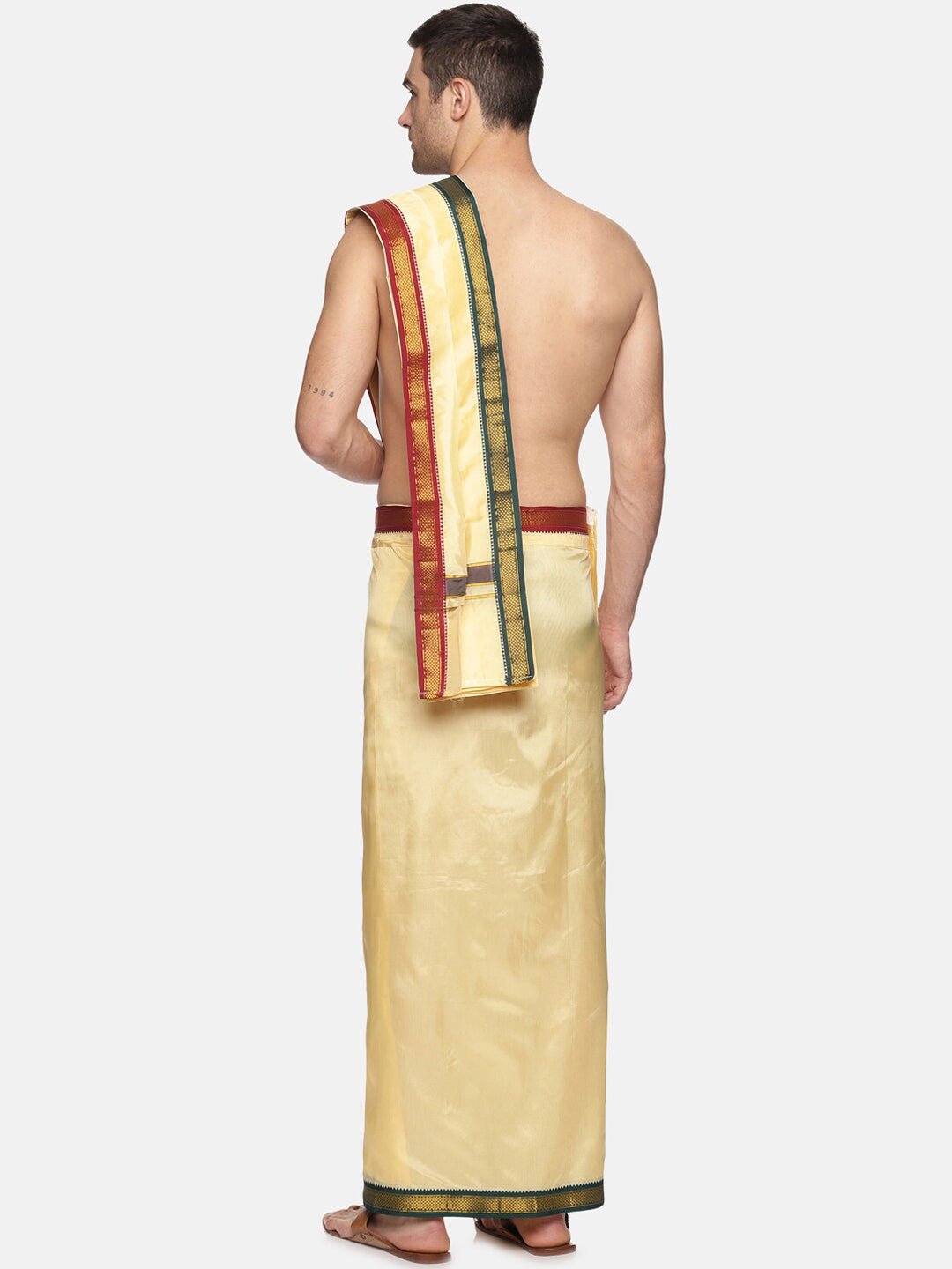 Sethukrishna Men Beige Solid Dhotis | Swadesiicart