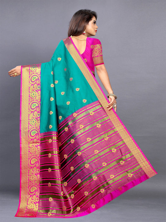 Kalini Ethnic Motifs Zari Jute Silk Banarasi Saree | Swadesiicart