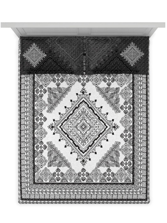 DDecor Live Beautiful Black & White 140 TC Cotton King Bedsheet & 2 Pillow Covers - Swadesiicart