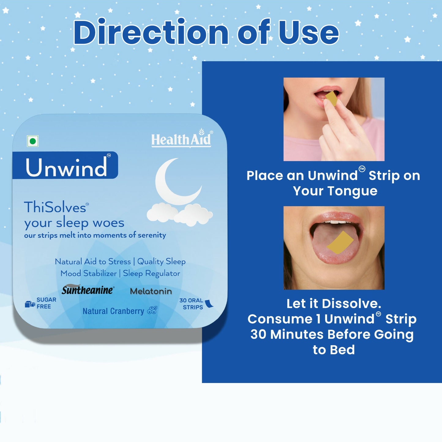 HealthAid Unwind ThiSolves Oral Strips - Swadesiicart