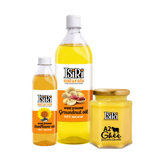 Isiri A2 Ghee + Groundnut Oil + Sunflower Oil Combo | Natural & Pure Oils with Organic Desi Ghee - Isiri Farms