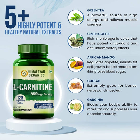 Himalayan Organics L Carnitine 2000mg/Serving Tablets | Swadesiicart