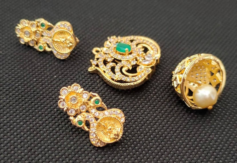 AD Emeralds designer 4 in 1 Traditional Earrings | Swadesiicart